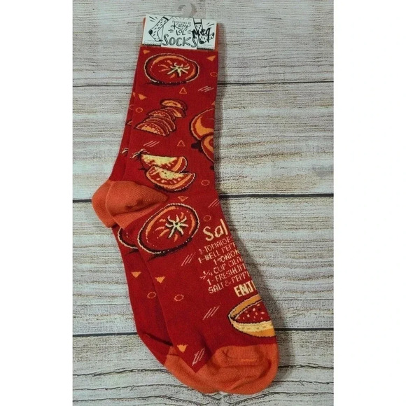 Primitives By Kathy Women's Salsa Recipe Socks One Size Red Orange New - Picture 1 of 5